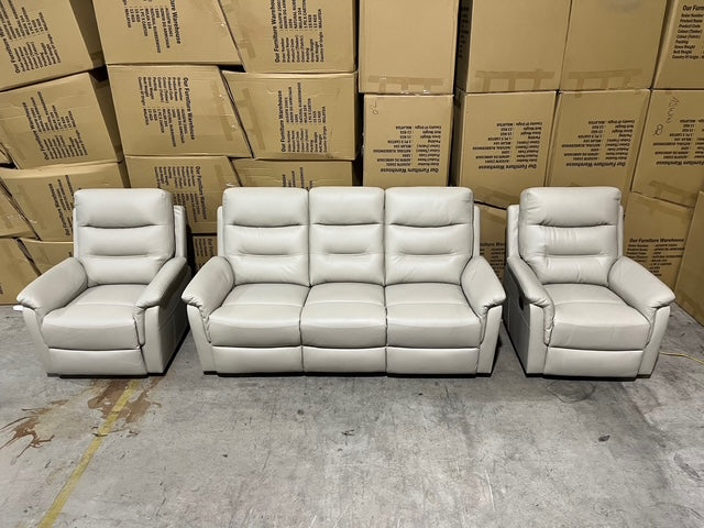 Barrett 3 Piece Leather Recliner Package In Grey