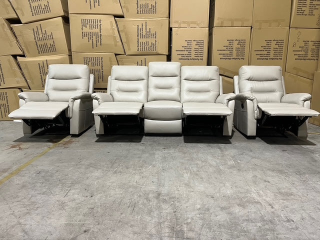 Barrett 3 Piece Leather Recliner Package In Grey