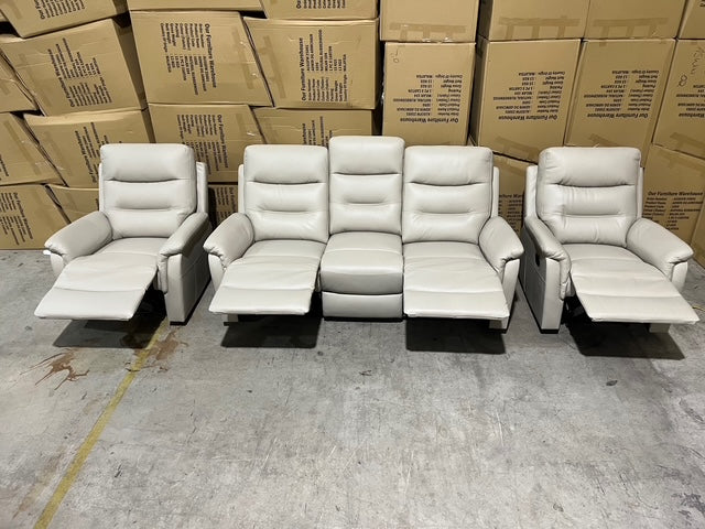 Barrett 3 Piece Leather Recliner Package In Grey