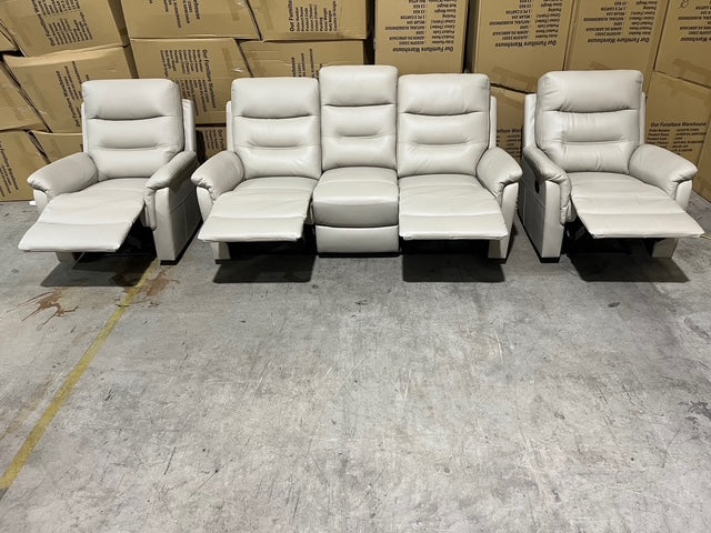 Barrett 3 Piece Leather Recliner Package In Grey