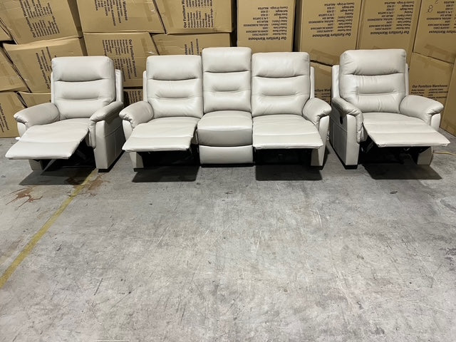 Barrett 3 Piece Leather Recliner Package In Grey