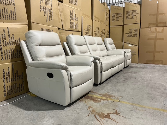 Barrett 3 Piece Leather Recliner Package In Grey