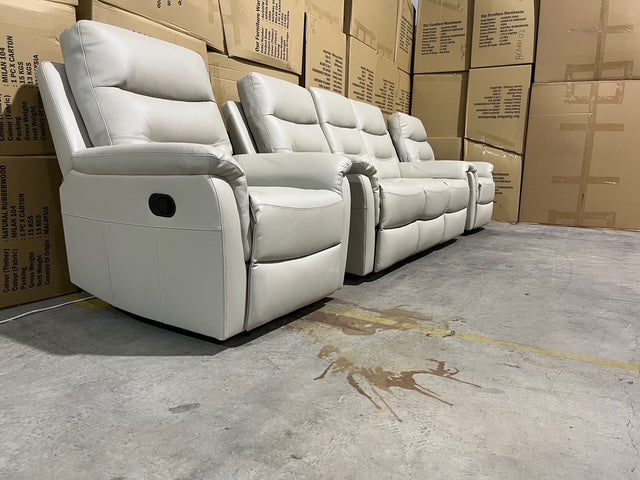 Barrett 3 Piece Leather Recliner Package In Grey