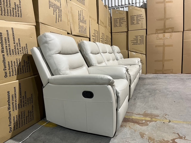 Barrett 3 Piece Leather Recliner Package In Grey