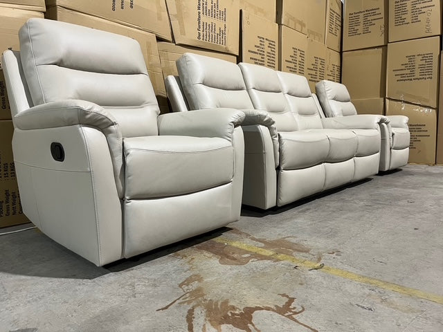 Barrett 3 Piece Leather Recliner Package In Grey