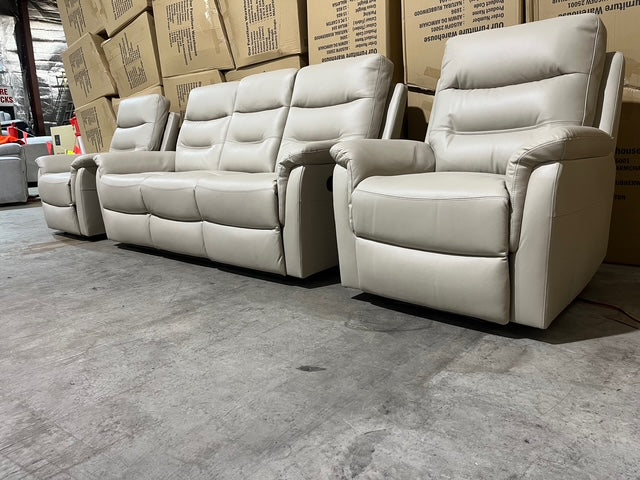 Barrett 3 Piece Leather Recliner Package In Grey