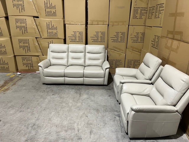 Barrett 3 Piece Leather Recliner Package In Grey