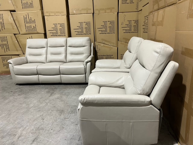 Barrett 3 Piece Leather Recliner Package In Grey