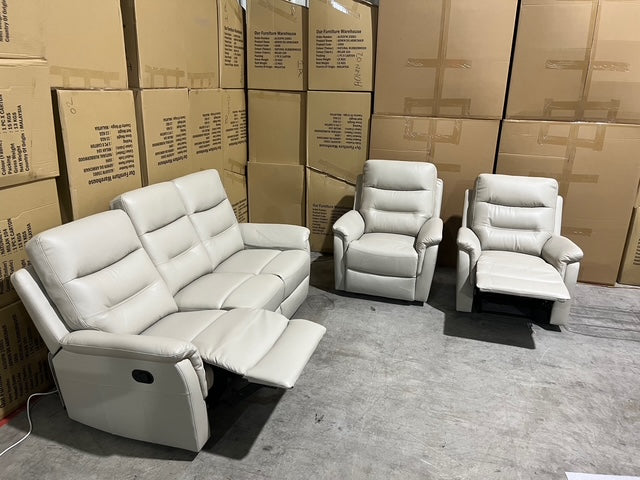 Barrett 3 Piece Leather Recliner Package In Grey