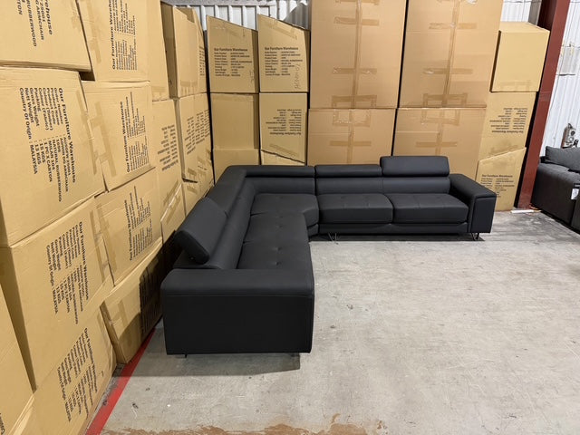Serena 3 Piece Modular Lounge Soft Rhino Suede Black