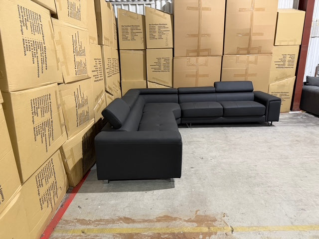 Serena 3 Piece Modular Lounge Soft Rhino Suede Black