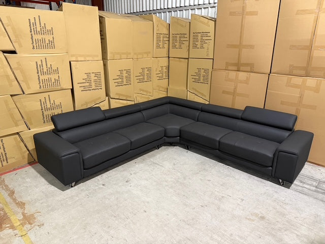 Serena 3 Piece Modular Lounge Soft Rhino Suede Black