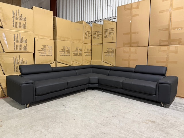 Serena 3 Piece Modular Lounge Soft Rhino Suede Black
