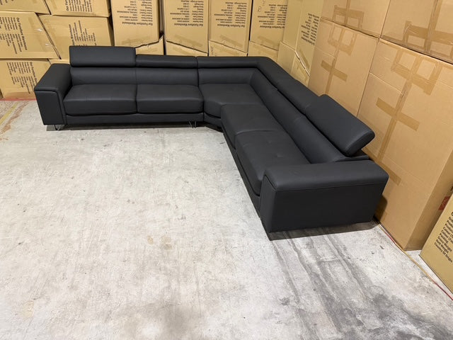 Serena 3 Piece Modular Lounge Soft Rhino Suede Black