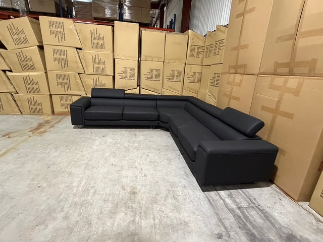 Serena 3 Piece Modular Lounge Soft Rhino Suede Black