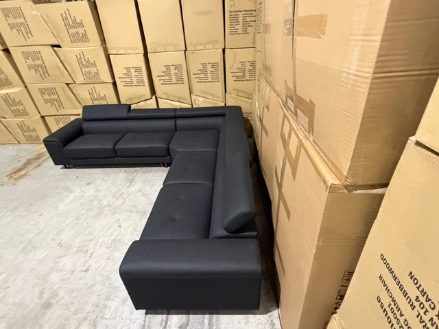 Serena 3 Piece Modular Lounge Soft Rhino Suede Black