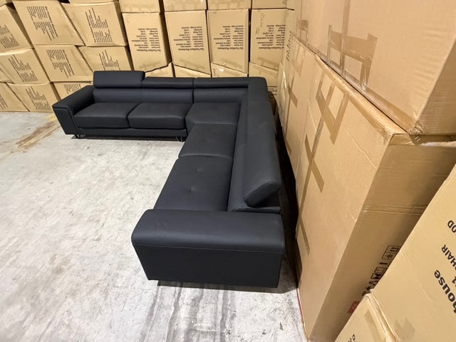 Serena 3 Piece Modular Lounge Soft Rhino Suede Black