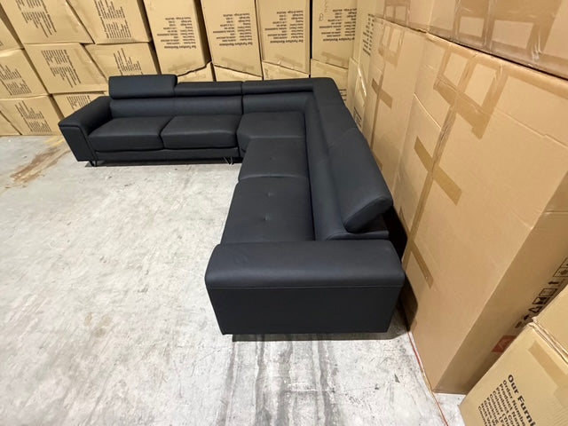 Serena 3 Piece Modular Lounge Soft Rhino Suede Black