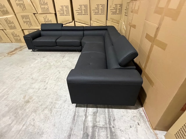 Serena 3 Piece Modular Lounge Soft Rhino Suede Black