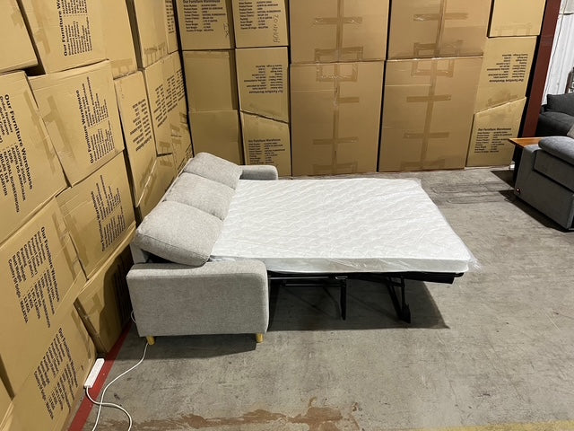 Senna 3 seater Lounge with Reversible Chaise + Pull Out Sofa bed Light Grey
