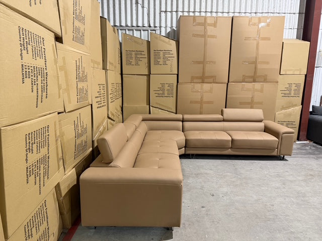 Serena 3 PCE Modular Lounge in Soft Rhino Suede Sand Colour