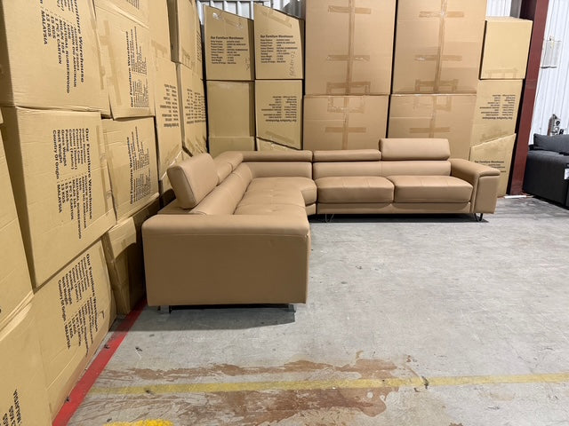 Serena 3 PCE Modular Lounge in Soft Rhino Suede Sand Colour
