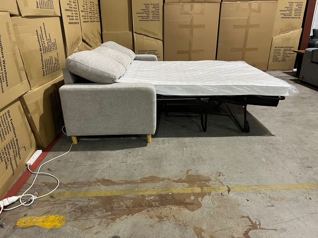 Senna 3 seater Lounge with Reversible Chaise + Pull Out Sofa bed Light Grey