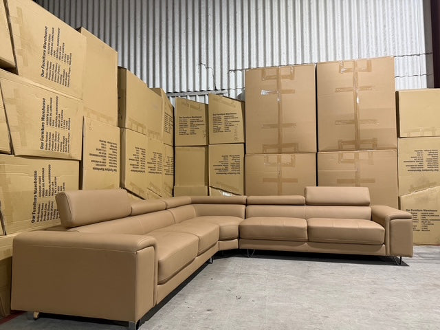 Serena 3 PCE Modular Lounge in Soft Rhino Suede Sand Colour