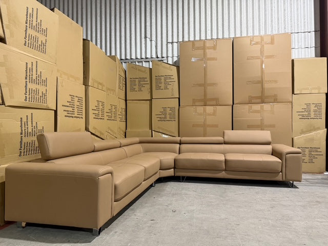 Serena 3 PCE Modular Lounge in Soft Rhino Suede Sand Colour