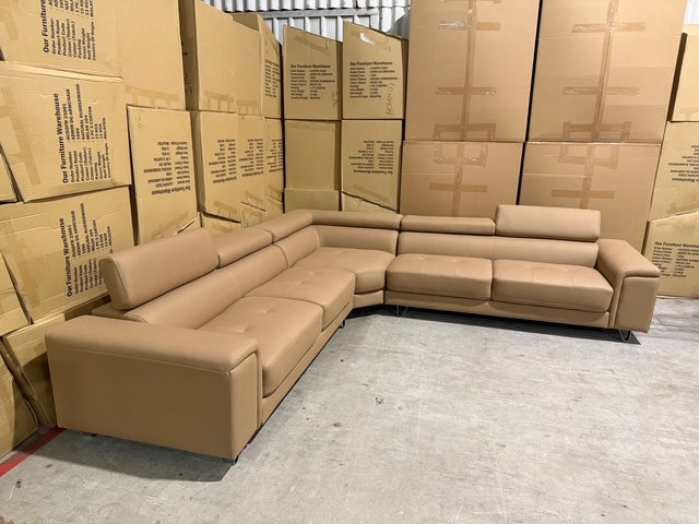 Serena 3 PCE Modular Lounge in Soft Rhino Suede Sand Colour