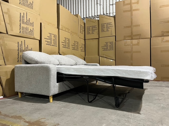Senna 3 seater Lounge with Reversible Chaise + Pull Out Sofa bed Light Grey