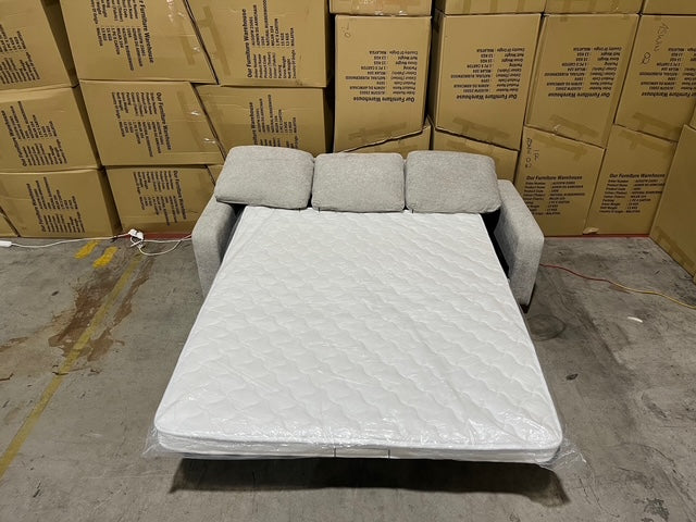 Senna 3 seater Lounge with Reversible Chaise + Pull Out Sofa bed Light Grey