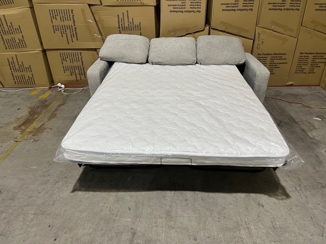 Senna 3 seater Lounge with Reversible Chaise + Pull Out Sofa bed Light Grey