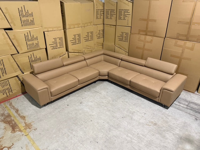 Serena 3 PCE Modular Lounge in Soft Rhino Suede Sand Colour