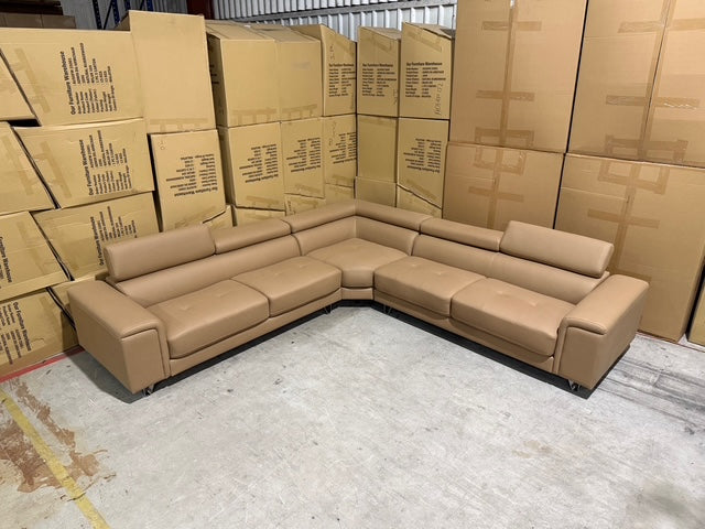 Serena 3 PCE Modular Lounge in Soft Rhino Suede Sand Colour