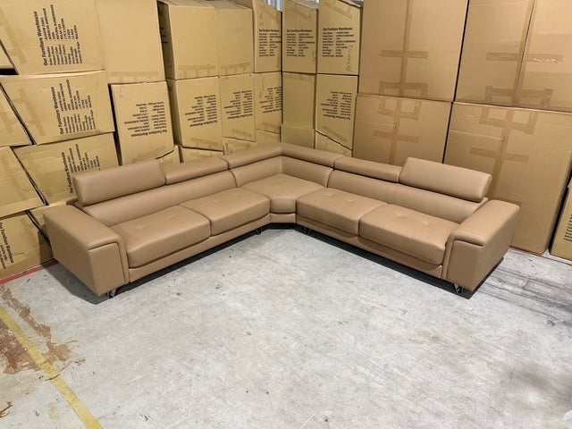Serena 3 PCE Modular Lounge in Soft Rhino Suede Sand Colour