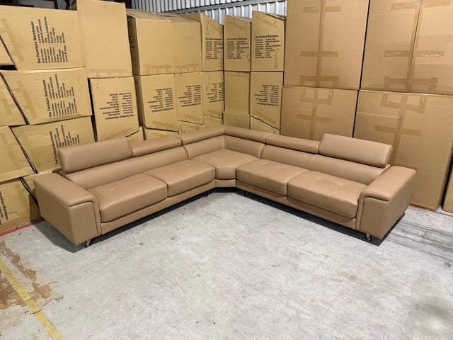 Serena 3 PCE Modular Lounge in Soft Rhino Suede Sand Colour