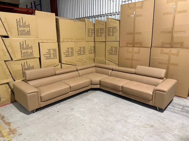 Serena 3 PCE Modular Lounge in Soft Rhino Suede Sand Colour