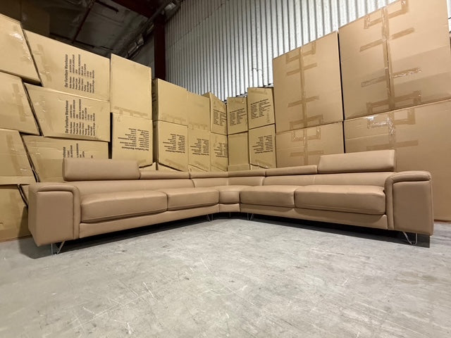 Serena 3 PCE Modular Lounge in Soft Rhino Suede Sand Colour