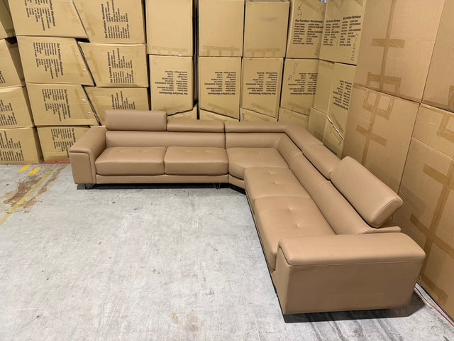 Serena 3 PCE Modular Lounge in Soft Rhino Suede Sand Colour