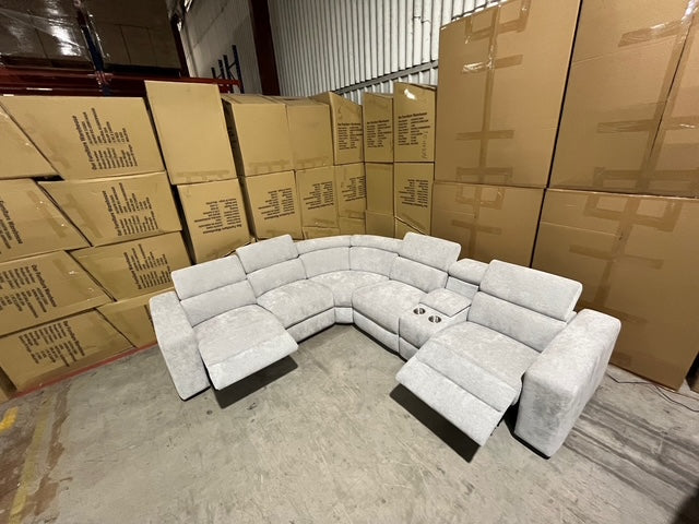 Bendigo 6pce Modular Lounge electric recliners Light Grey