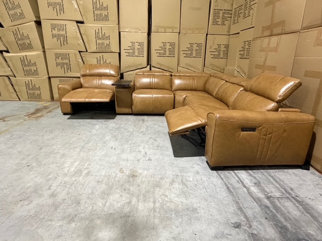 Arlo Modular Lounge With 2 Dual Motion Electric Recliners in Tan
