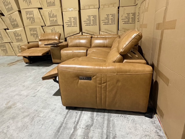 Arlo Modular Lounge With 2 Dual Motion Electric Recliners in Tan