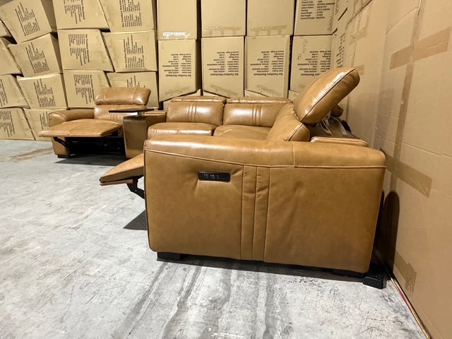 Arlo Modular Lounge With 2 Dual Motion Electric Recliners in Tan