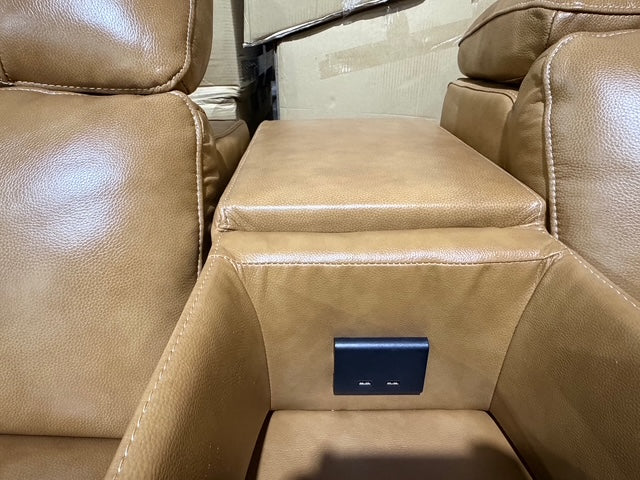 Arlo Modular Lounge With 2 Dual Motion Electric Recliners in Tan