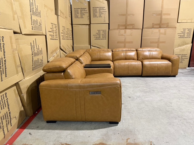 Arlo Modular Lounge With 2 Dual Motion Electric Recliners in Tan