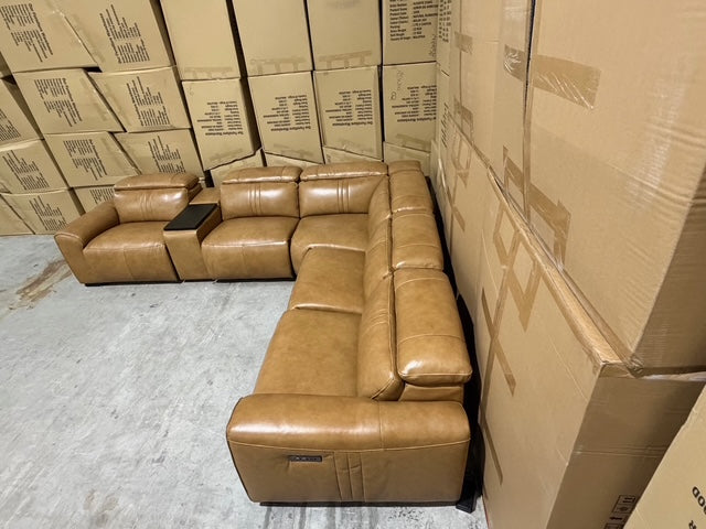 Arlo Modular Lounge With 2 Dual Motion Electric Recliners in Tan