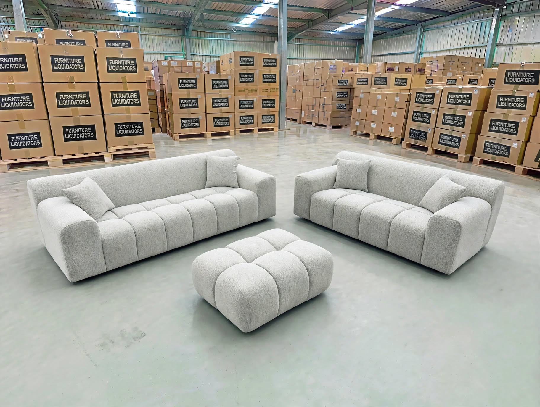 Bobbi Lounge 3 + 2 + Ottoman In Naturual