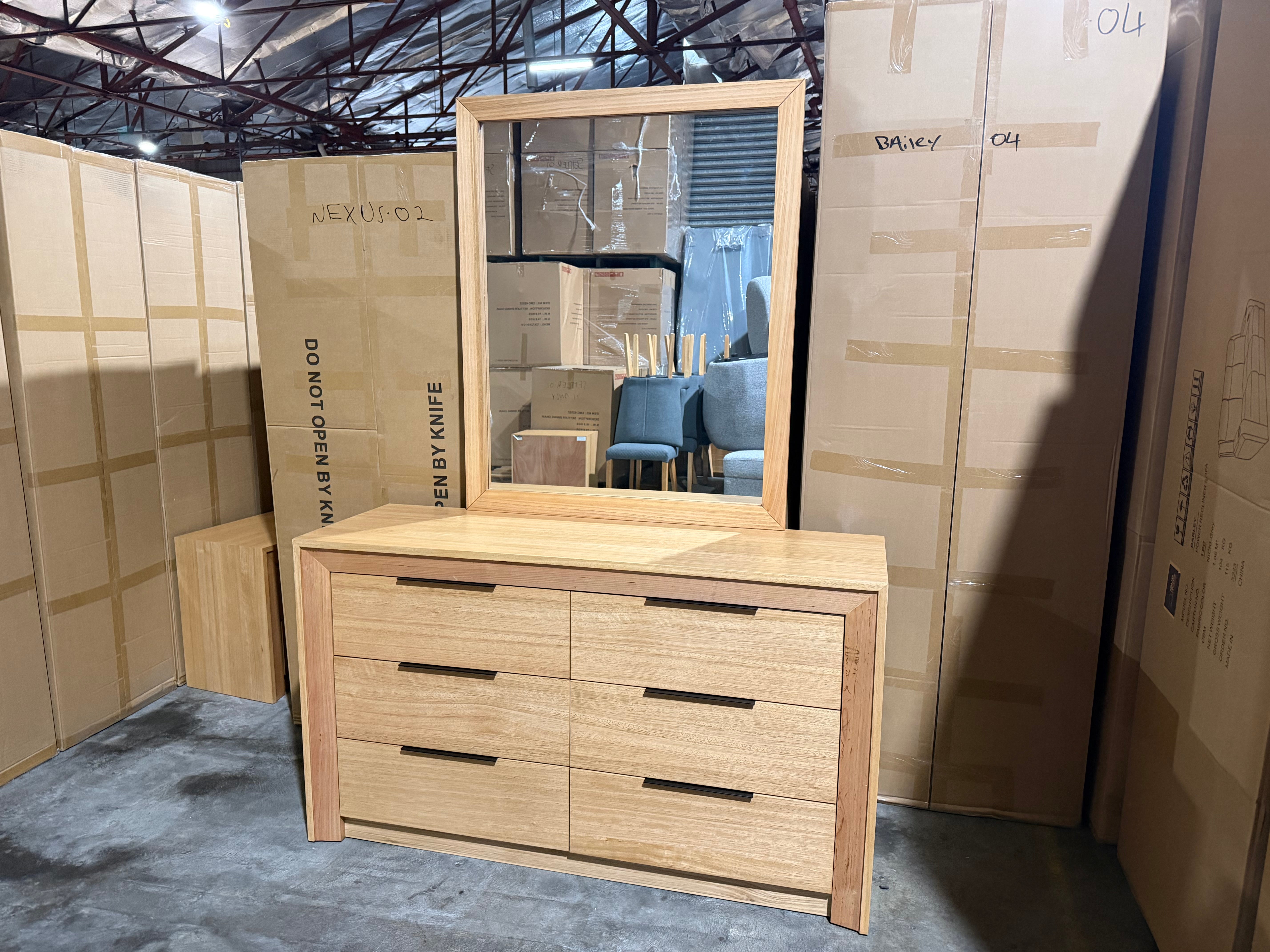 Ottawa Bedroom Range Dressing Table & Mirror In Tassie Oak