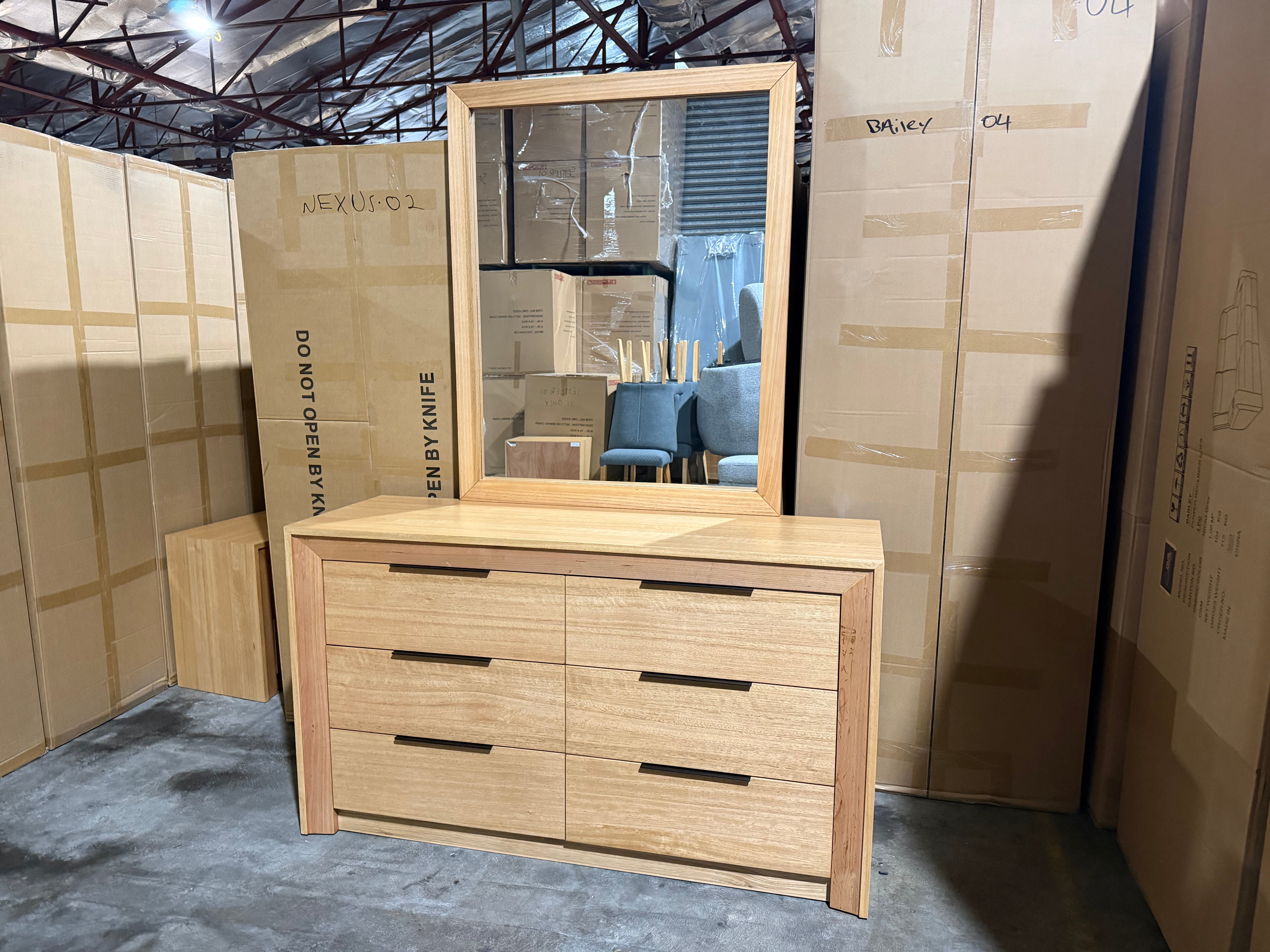 Ottawa Bedroom Range Dressing Table & Mirror In Tassie Oak